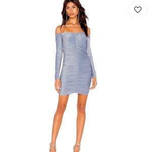 Icy blue ruched mini dress